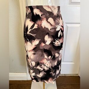 Ellen Tracy Black and Pink Floral Pencil Skirt